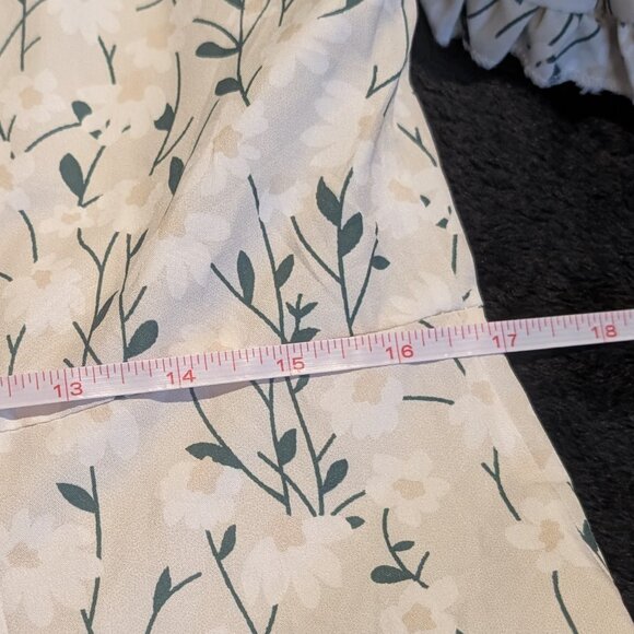 Green Button-Up Floral Ruffle Peter Pan Collar Dress 8 - Picture 6 of 8